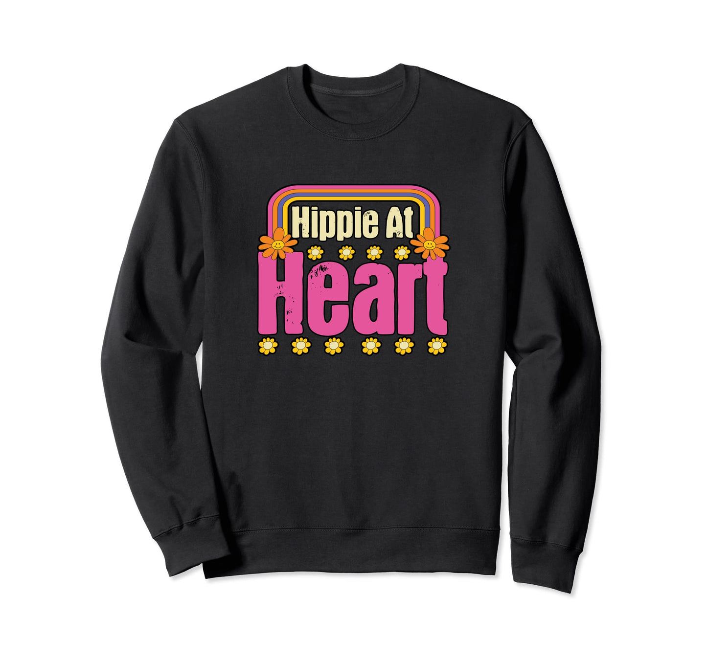 Hippie Heart Flower 70S 60S Sweatshirt - Streetwear Style Unisex - T-Shirt, Sweatshirt, Hoodie