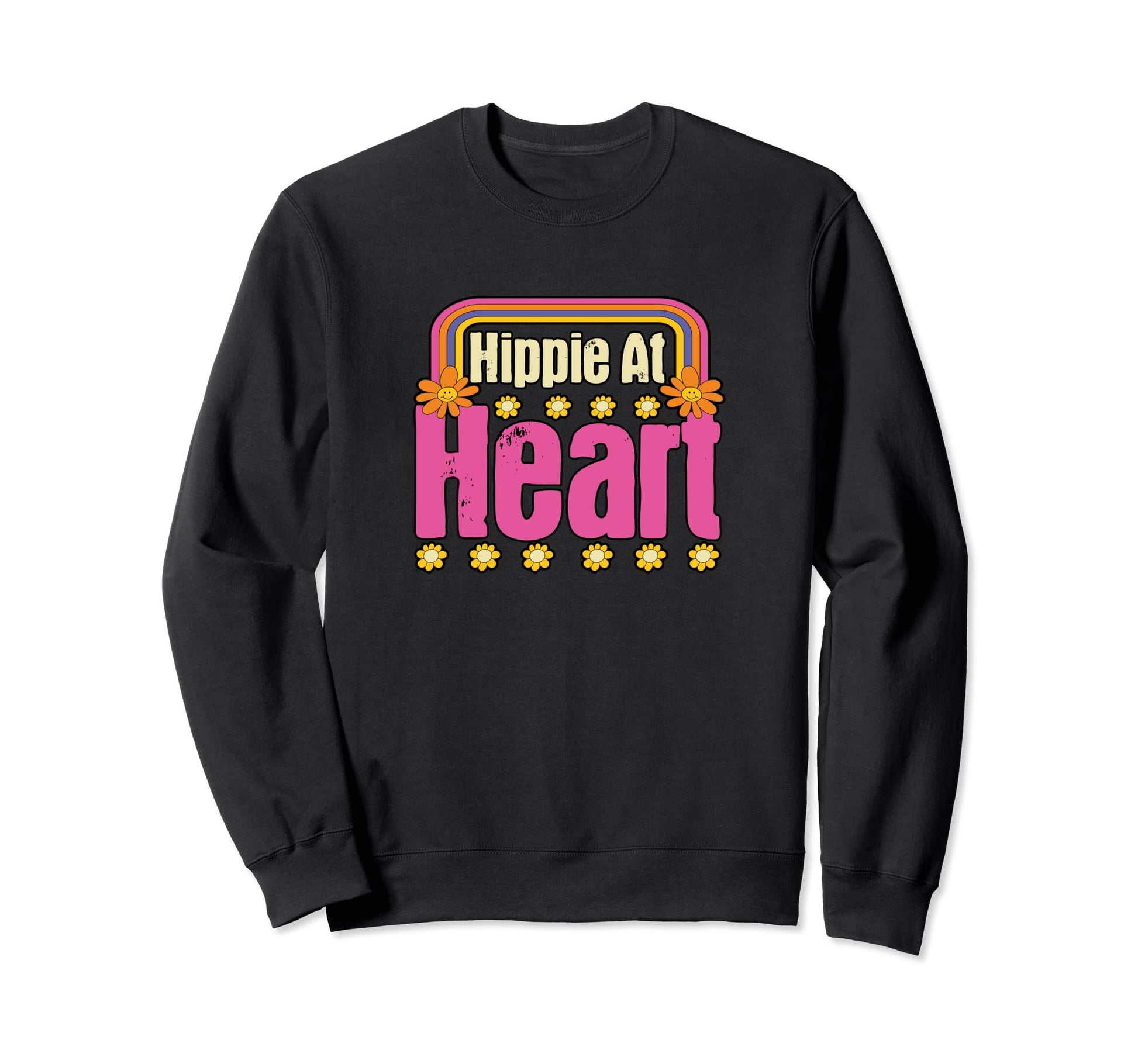 Hippie Heart Flower 70S 60S Sweatshirt - Streetwear Style Unisex - T-Shirt, Sweatshirt, Hoodie
