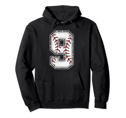 9 Years Old Birthday Baseball Theme Nine Hoodie - Unique Graphic Unisex - T-Shirt, Sweatshirt, Hoodie