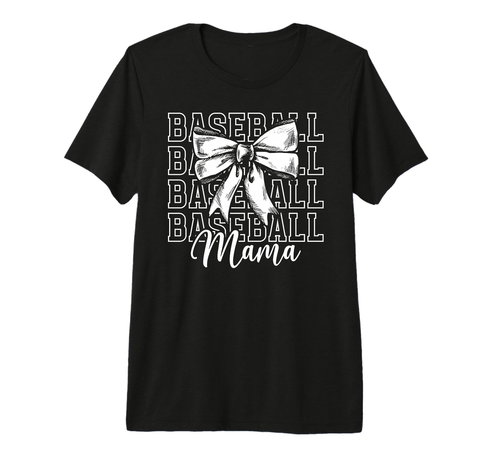 Baseball Mama Bow Baseball Mom T-Shirt - Minimalist Print for Adults - T-Shirt, Sweatshirt, Hoodie