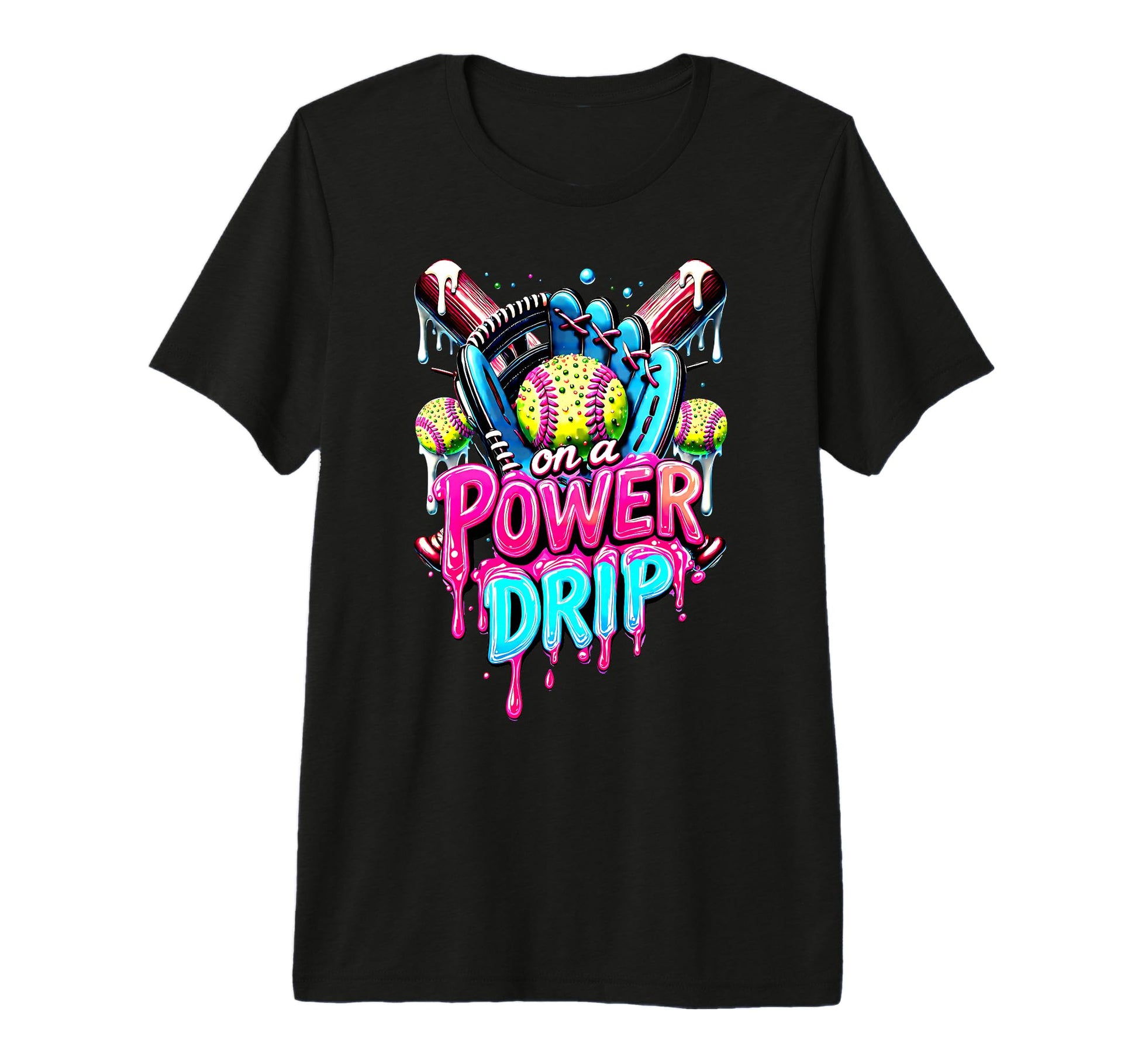 Power Drip Softball Ice Cream T-Shirt - Streetwear Style for Adults - T-Shirt, Sweatshirt, Hoodie