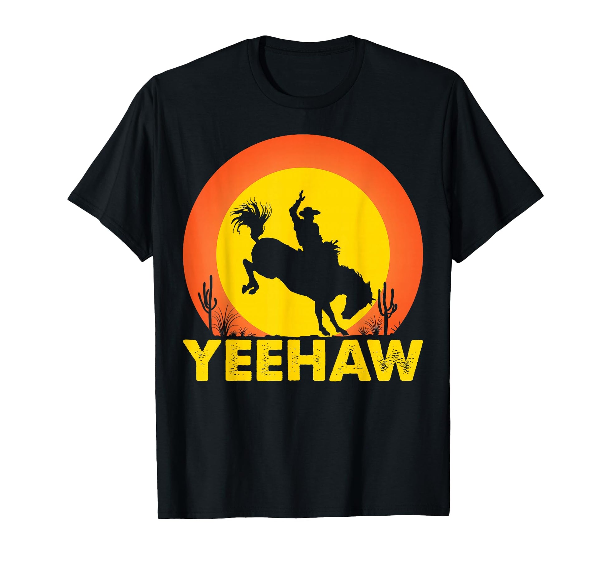 Yeehaw Cowboy Rodeo Western Sunset T-Shirt - Unique Graphic Men Women - T-Shirt, Sweatshirt, Hoodie