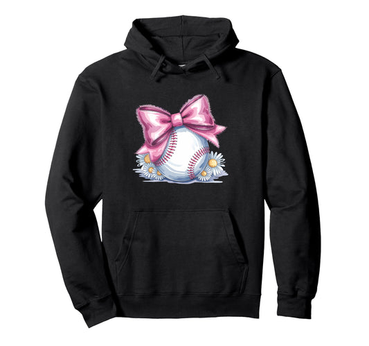 Baseball Coquette Bow Baseball Player Hoodie - Novelty Apparel Men Women - T-Shirt, Sweatshirt, Hoodie