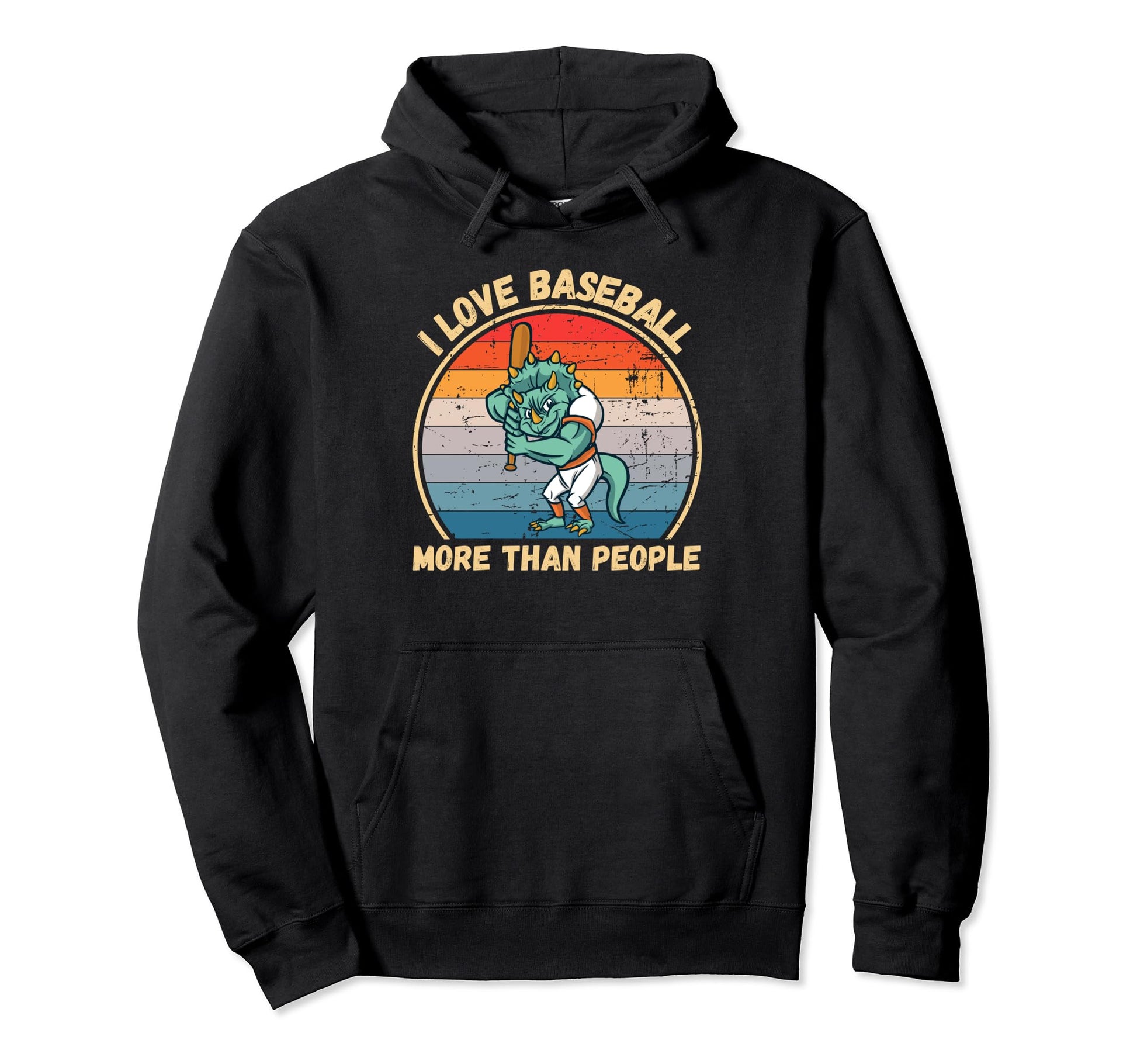 Dinosaur I Love Baseball More Than Hoodie - Custom Art Print Men Women - T-Shirt, Sweatshirt, Hoodie
