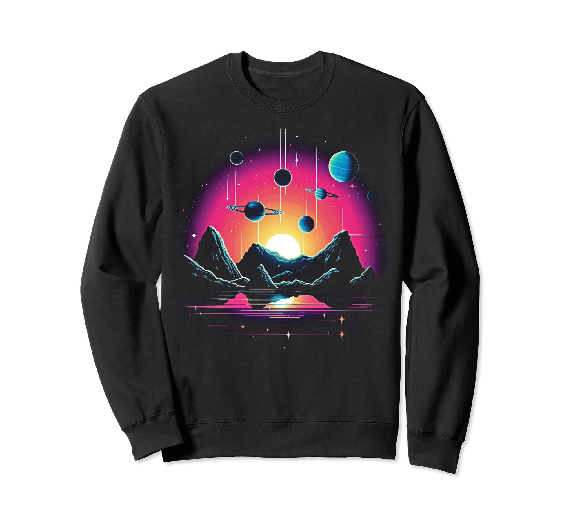Vaporwave Solar System 80S Sweatshirt - Aesthetic Graphic for Adults - T-Shirt, Sweatshirt, Hoodie