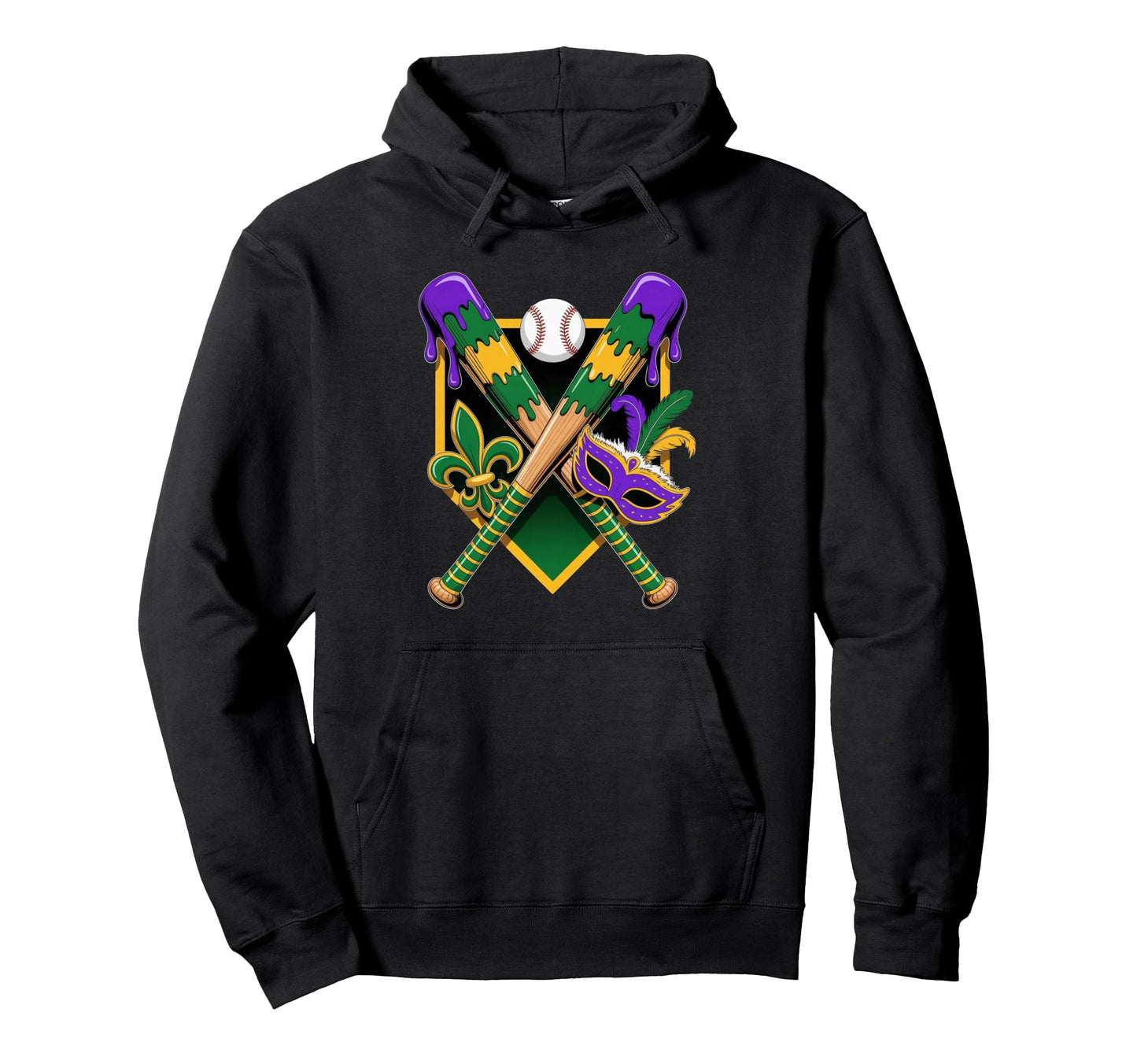 Baseball Mardi Gras Carnival Party Mask Hoodie - Minimalist Print Unisex - T-Shirt, Sweatshirt, Hoodie