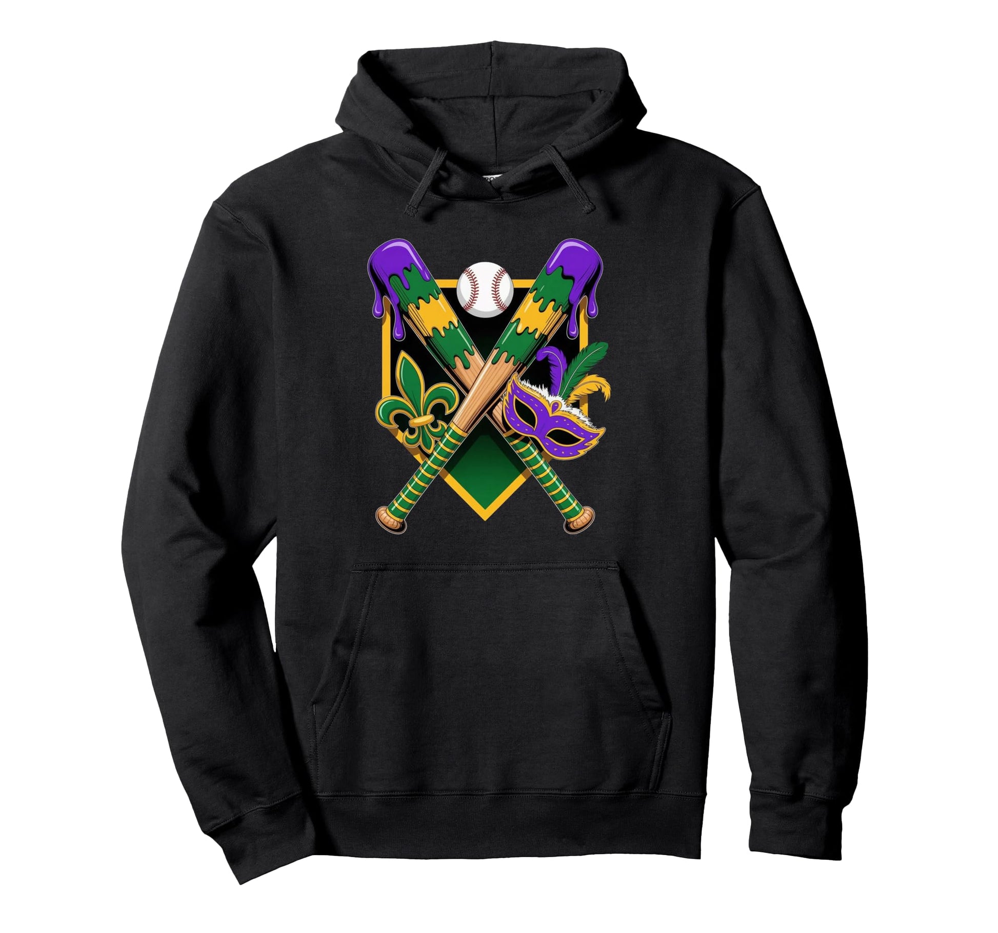 Baseball Mardi Gras Carnival Party Mask Hoodie - Minimalist Print Unisex - T-Shirt, Sweatshirt, Hoodie