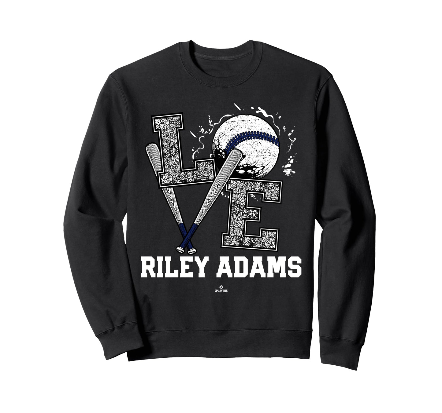 Distressed Baseball Love Riley Sweatshirt - Fun Novelty Design Men Women - T-Shirt, Sweatshirt, Hoodie