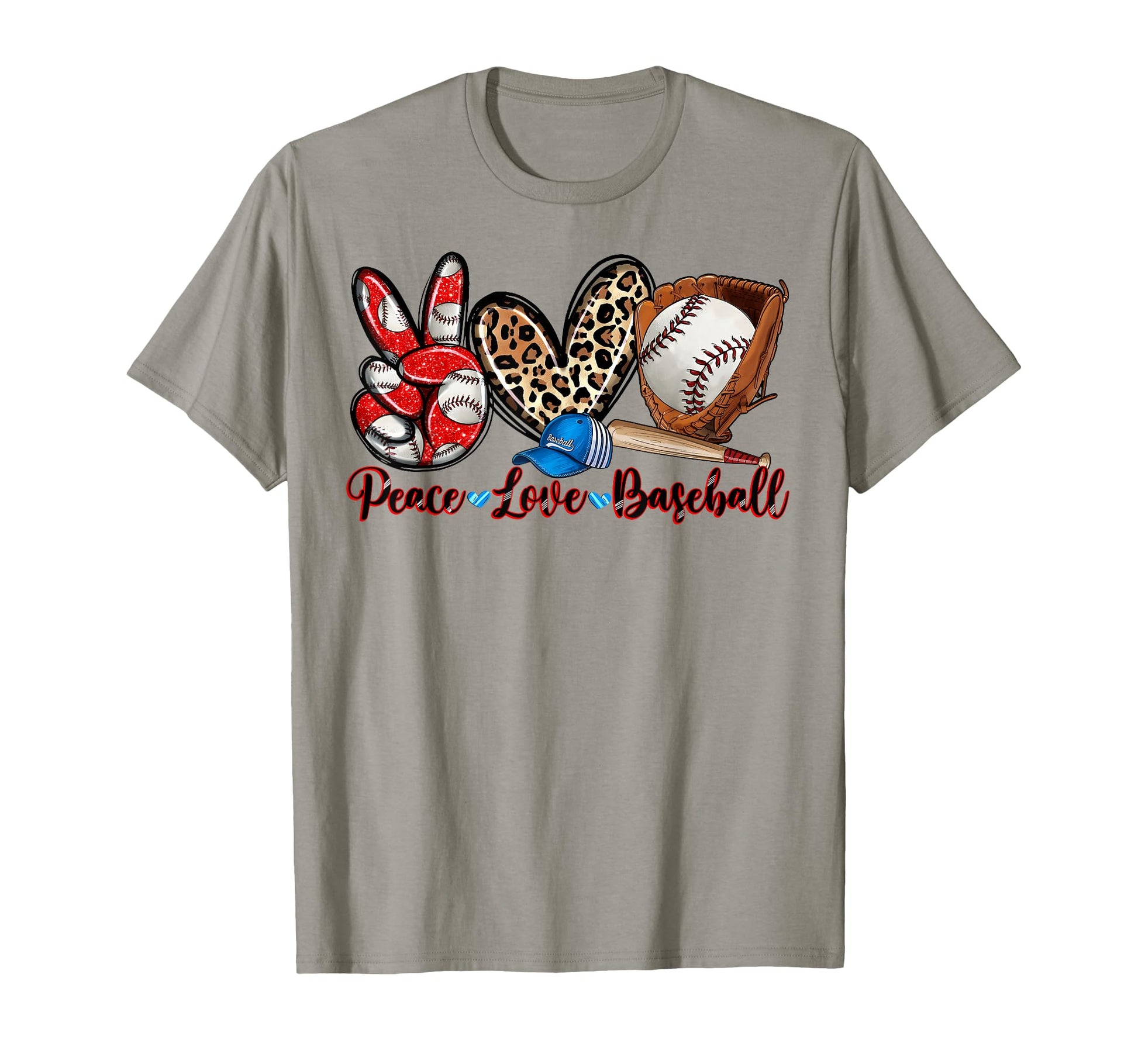 Peace Love Baseball Leopard Baseball T-Shirt - Aesthetic Graphic Unisex - T-Shirt, Sweatshirt, Hoodie