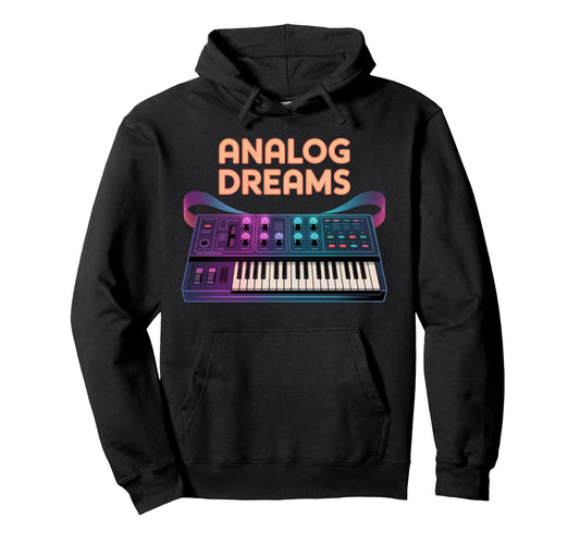 Analog Dreams 80S Synthesizer Music Hoodie - Graphic Print Unisex - T-Shirt, Sweatshirt, Hoodie