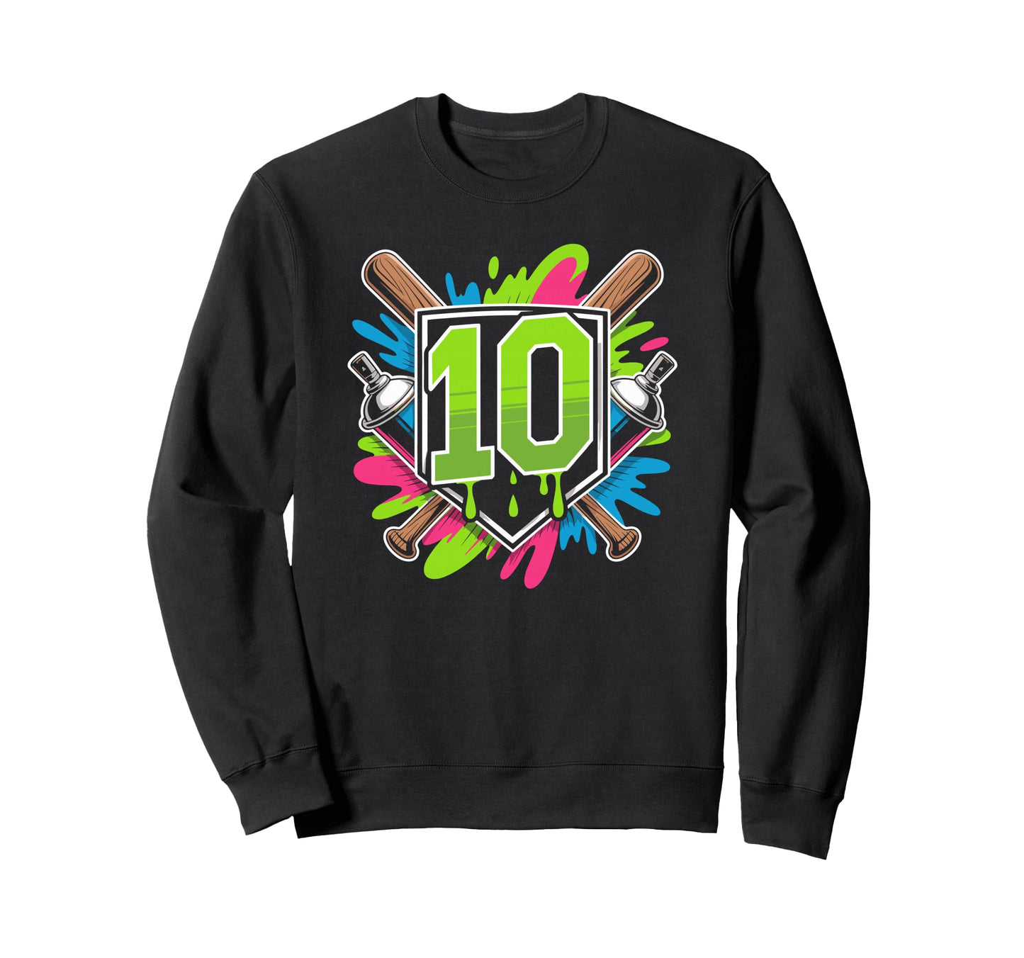 Baseball Party 10 Year Old Birthday Sweatshirt - Minimalist Print Unisex - T-Shirt, Sweatshirt, Hoodie