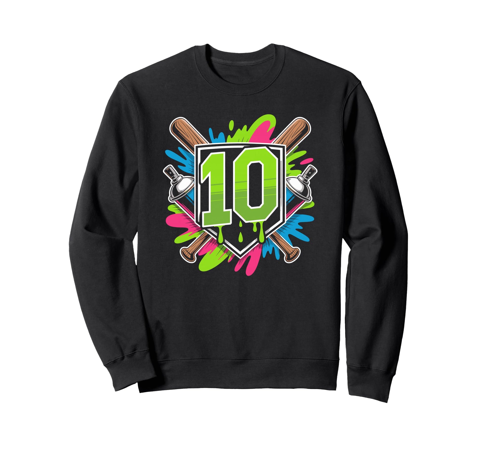 Baseball Party 10 Year Old Birthday Sweatshirt - Minimalist Print Unisex - T-Shirt, Sweatshirt, Hoodie