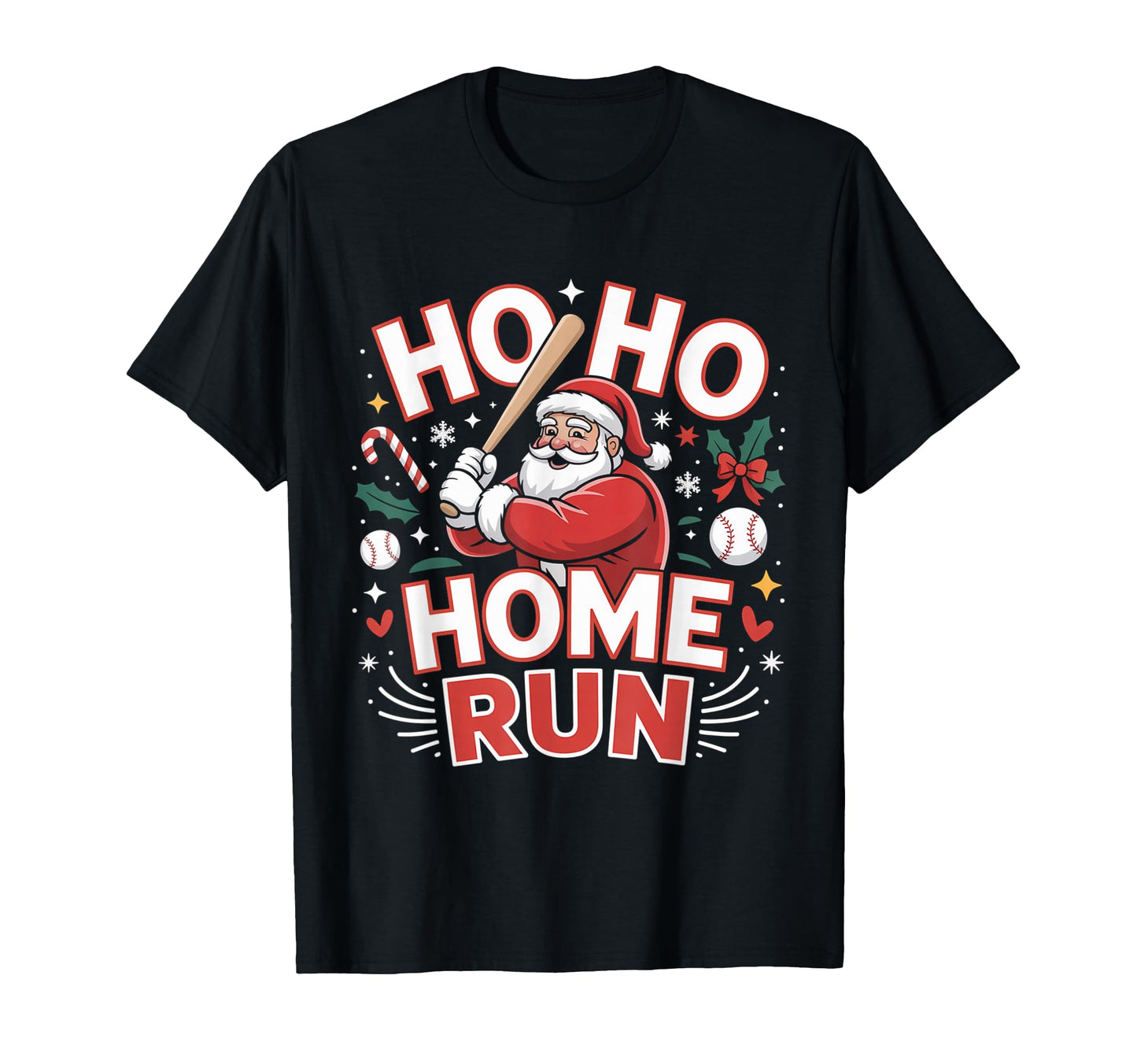 Ho Ho Home Run Baseball T-Shirt - Custom Art Print for Adults - T-Shirt, Sweatshirt, Hoodie