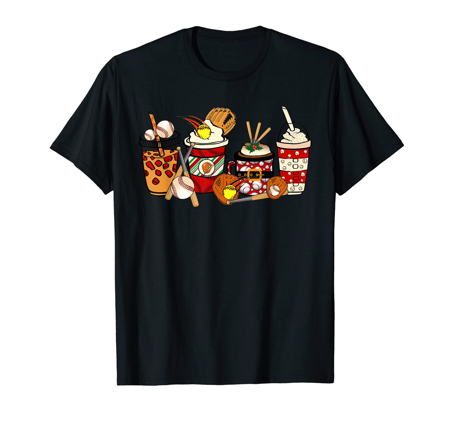 Baseball Player Iced Coffee Latte T-Shirt - Fun Novelty Design Unisex - T-Shirt, Sweatshirt, Hoodie
