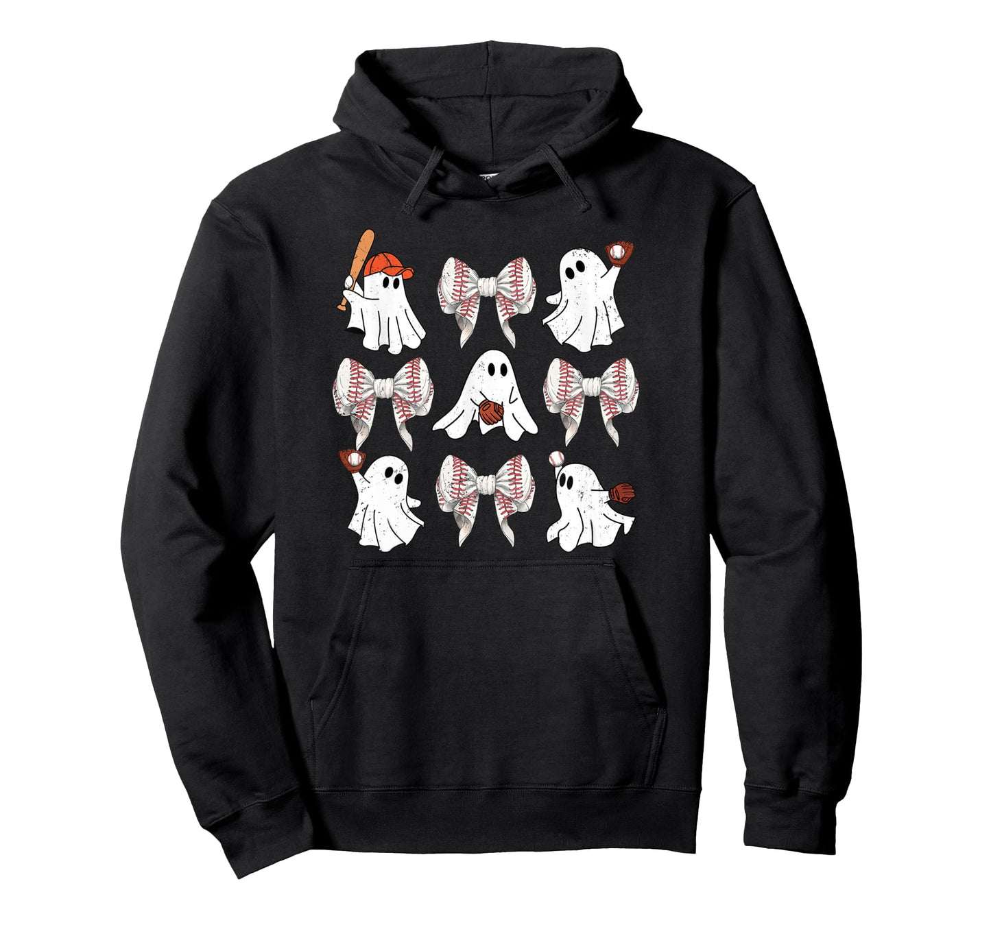 Baseball Player Halloween Bow Hoodie - Aesthetic Graphic for Adults - T-Shirt, Sweatshirt, Hoodie
