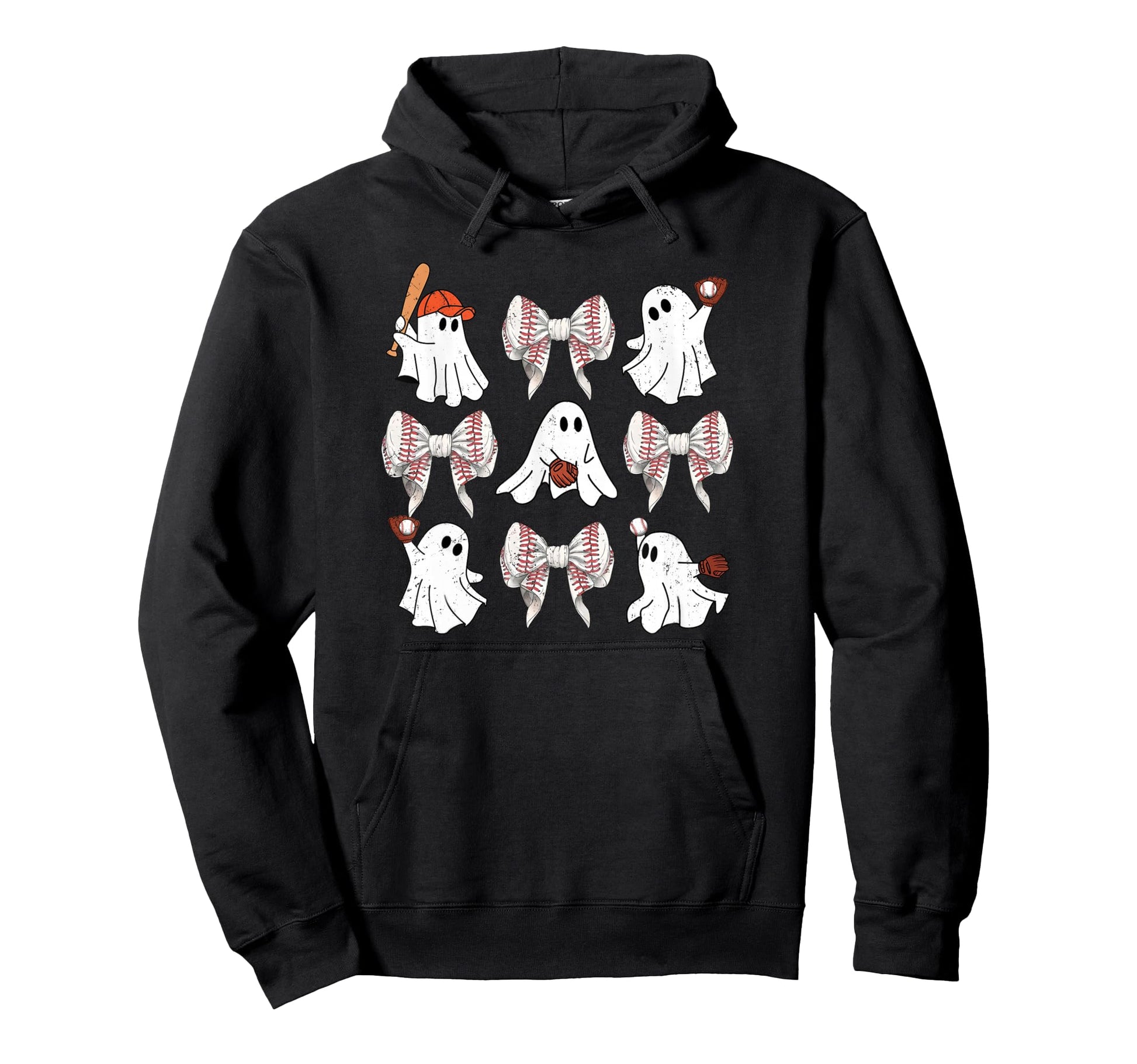Baseball Player Halloween Bow Hoodie - Aesthetic Graphic for Adults - T-Shirt, Sweatshirt, Hoodie