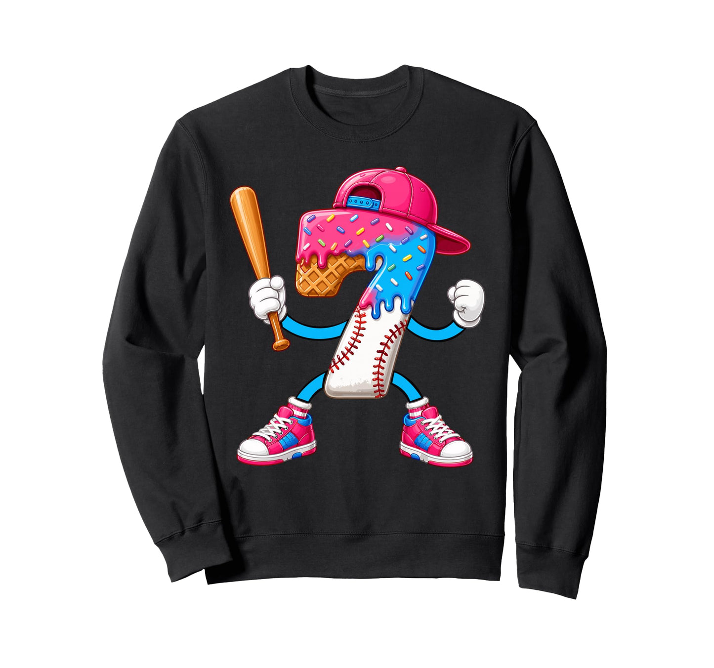 Fun Baseball 7Th Birthday 9 Years Sweatshirt - Custom Art Print Men Women - T-Shirt, Sweatshirt, Hoodie