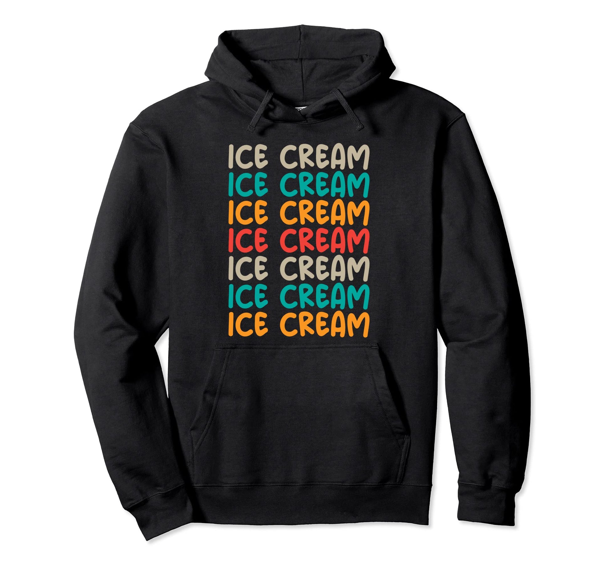 Ice Cream Typography Hoodie - Unique Graphic Unisex - T-Shirt, Sweatshirt, Hoodie