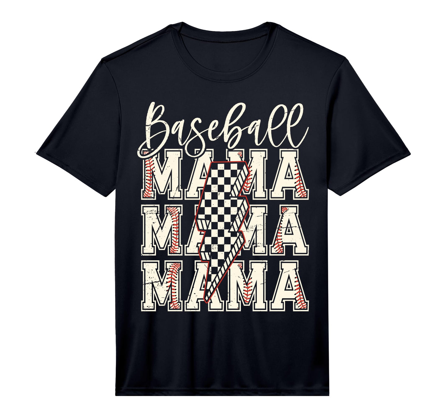 Checkered Baseball Mama Black White T-Shirt - Minimalist Print Unisex - T-Shirt, Sweatshirt, Hoodie