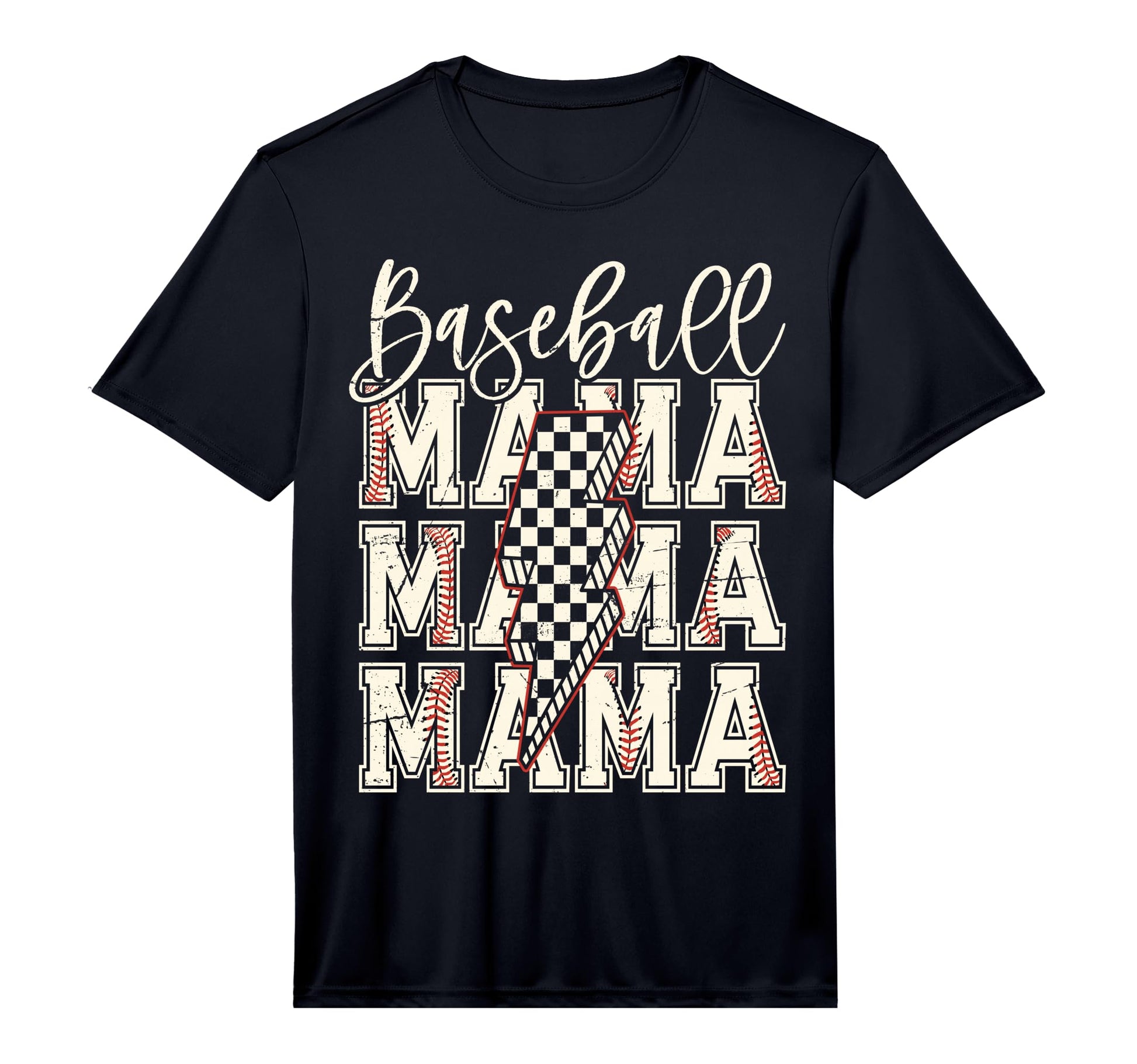 Checkered Baseball Mama Black White T-Shirt - Minimalist Print Unisex - T-Shirt, Sweatshirt, Hoodie