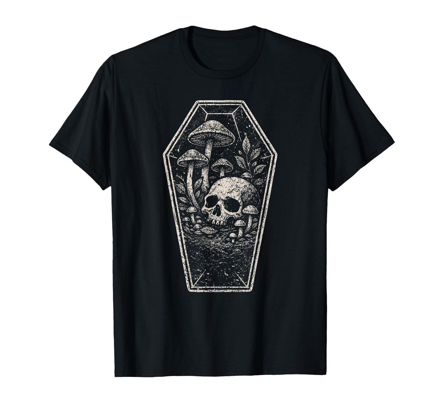 Skull Mushroom Grunge Skeleton Dark T-Shirt - Minimalist Print Unisex - T-Shirt, Sweatshirt, Hoodie