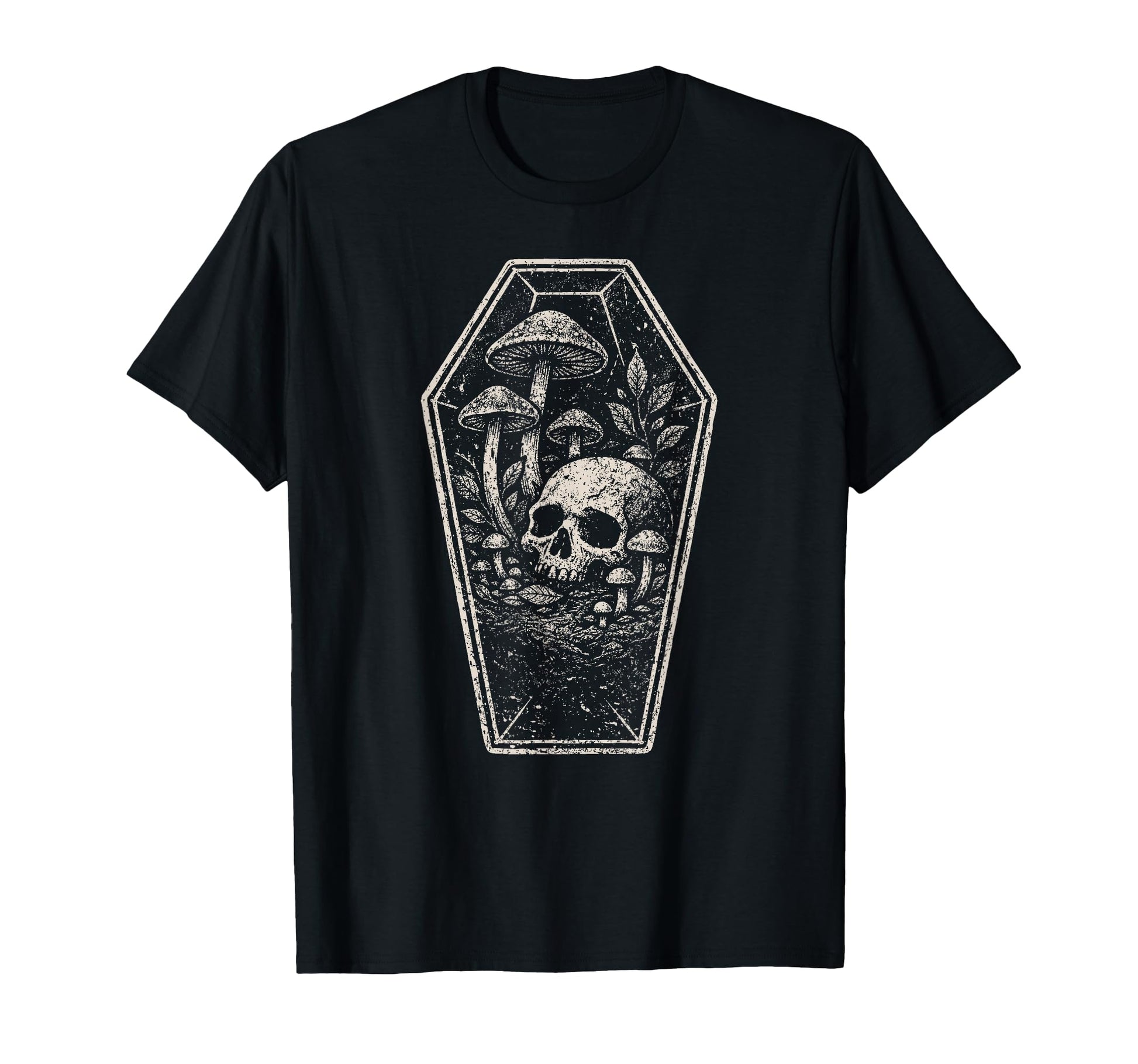 Skull Mushroom Grunge Skeleton Dark T-Shirt - Minimalist Print Unisex - T-Shirt, Sweatshirt, Hoodie
