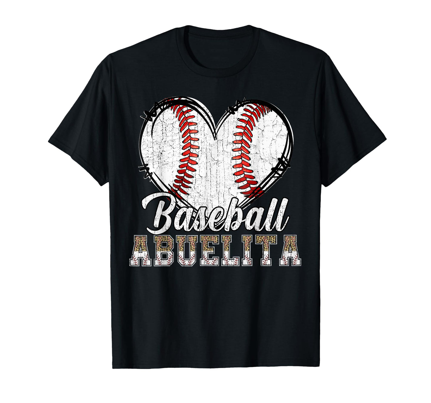 Softball Baseball Abuelita Heart Leopard T-Shirt - Trendy Graphic Unisex - T-Shirt, Sweatshirt, Hoodie