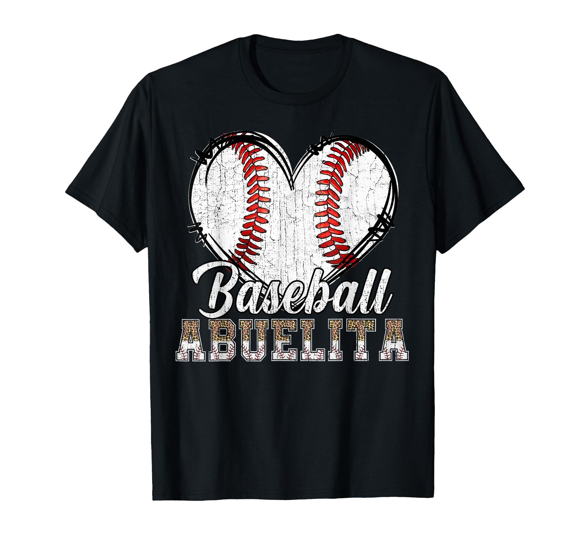 Softball Baseball Abuelita Heart Leopard T-Shirt - Trendy Graphic Unisex - T-Shirt, Sweatshirt, Hoodie