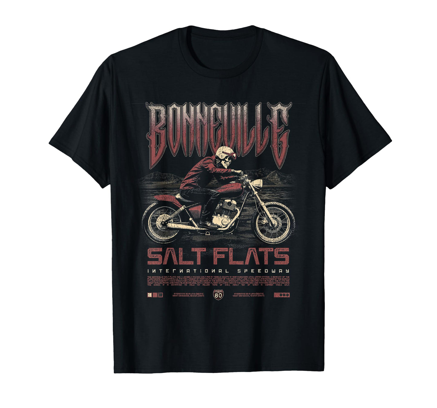 Bonneville Salt Flats Motorcycle Racing T-Shirt - Graphic Print Unisex - T-Shirt, Sweatshirt, Hoodie