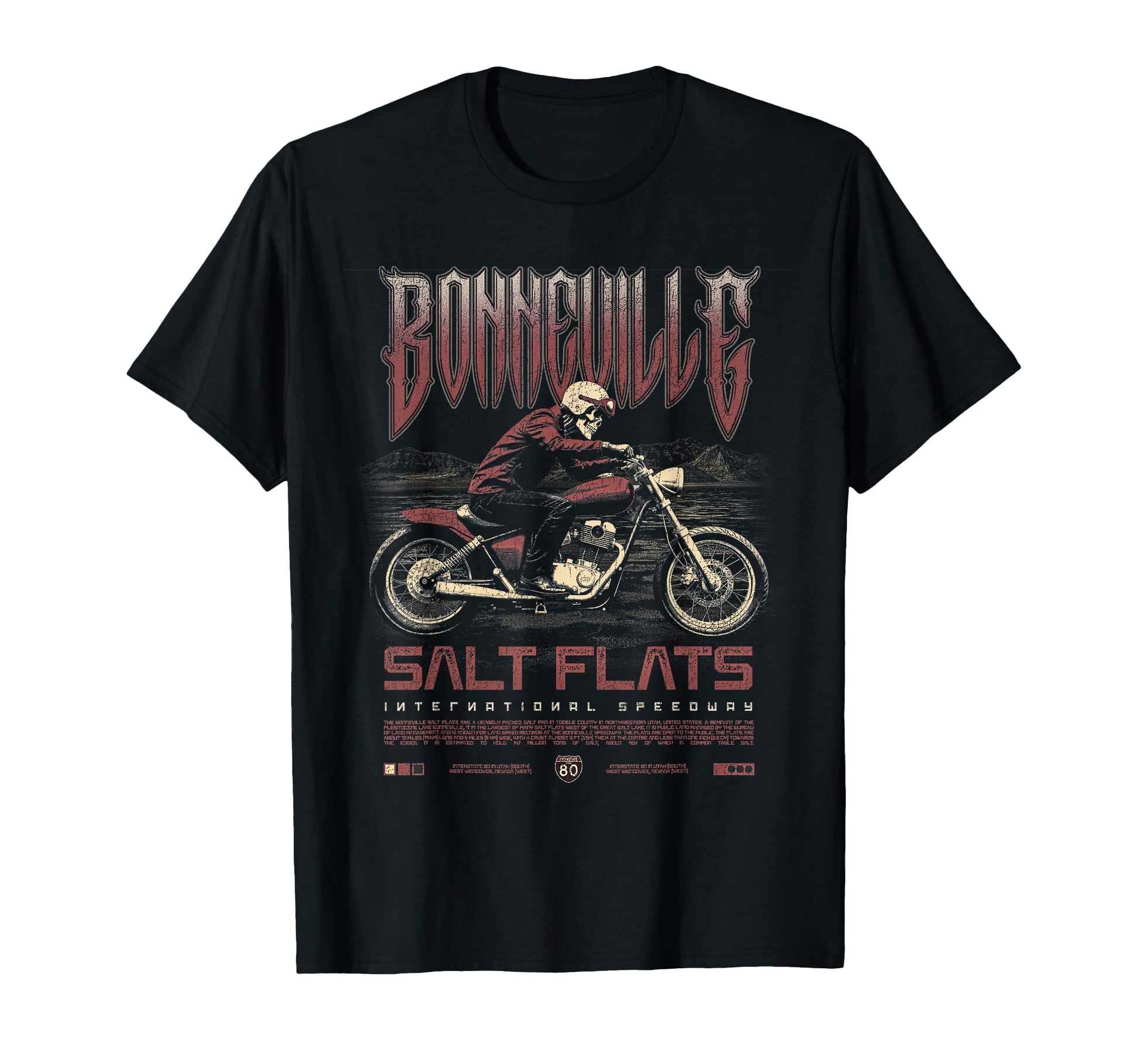 Bonneville Salt Flats Motorcycle Racing T-Shirt - Graphic Print Unisex - T-Shirt, Sweatshirt, Hoodie