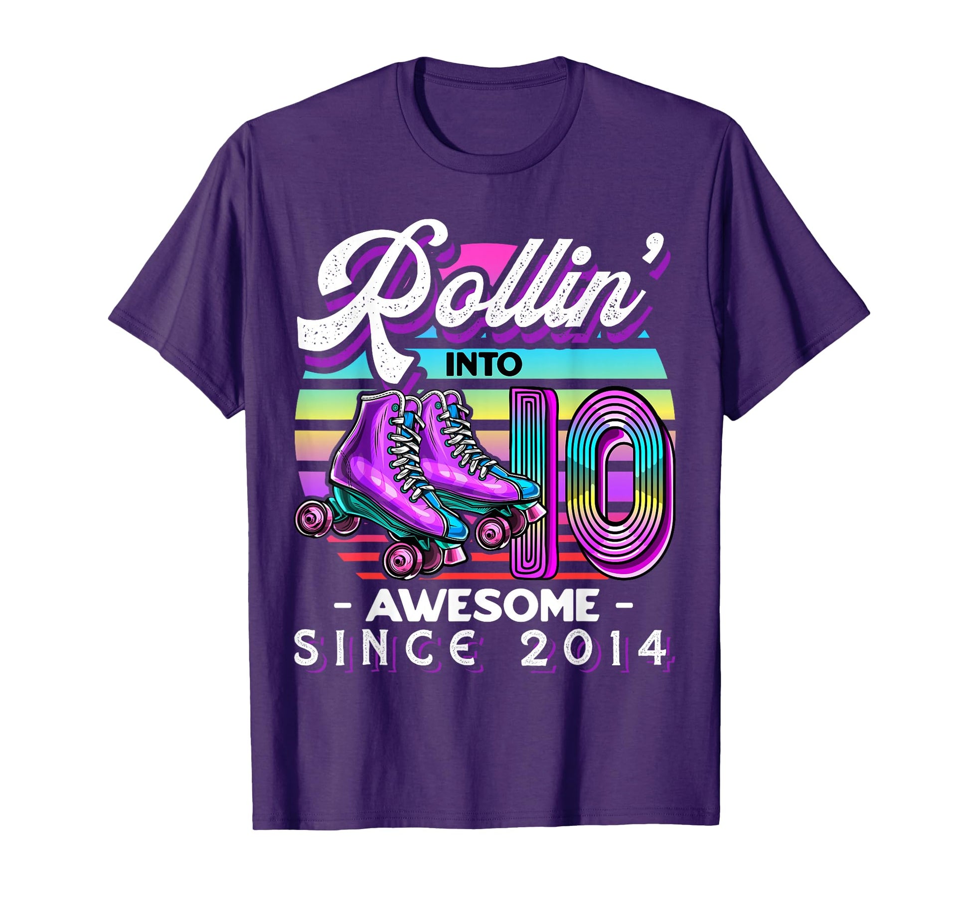 Roller Skating 10Th Birthday Rollin T-Shirt - Custom Art Print Men Women - T-Shirt, Sweatshirt, Hoodie