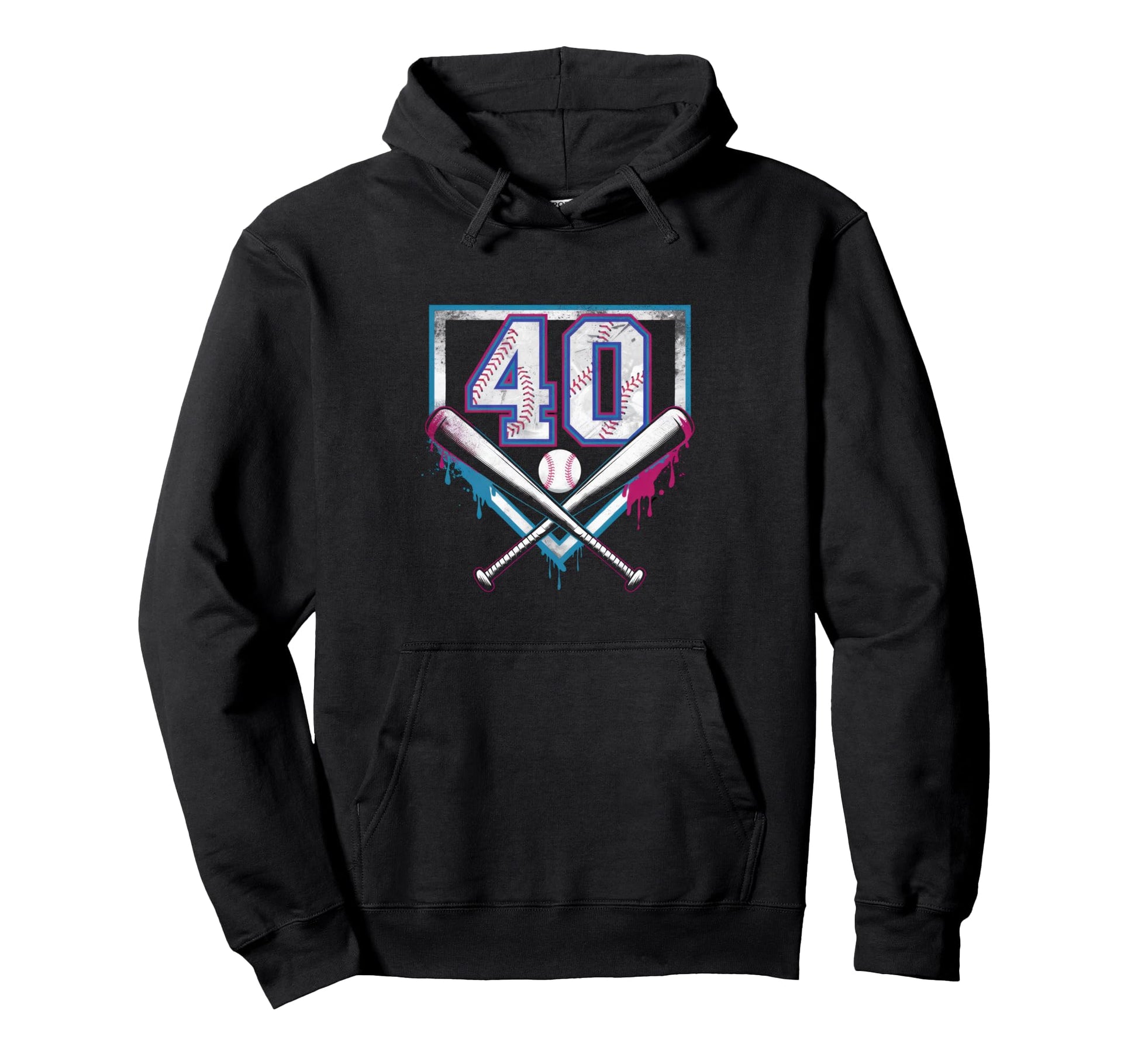 Baseball Home Ice Cream 40Th Birthday Hoodie - Casual Everyday Wear Unisex - T-Shirt, Sweatshirt, Hoodie