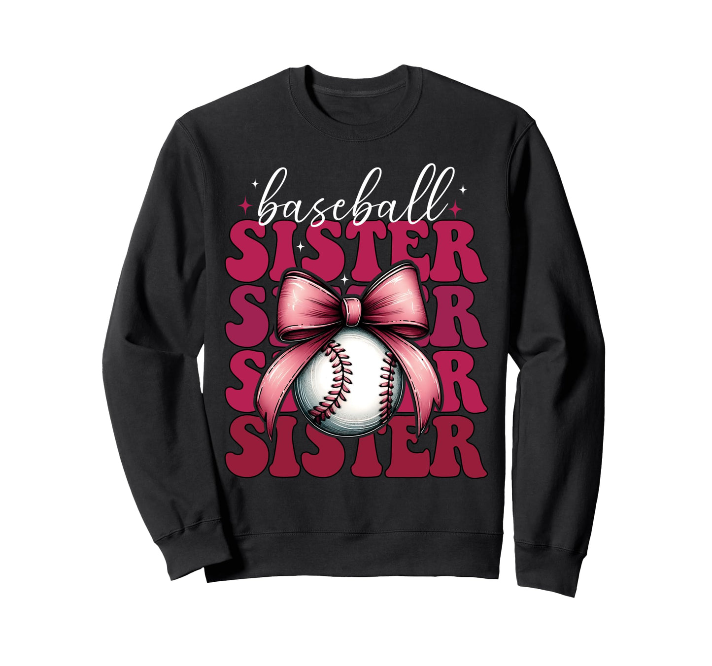Baseball Sister Baseball Coquette Bow Sweatshirt - Graphic Print for Adults - T-Shirt, Sweatshirt, Hoodie