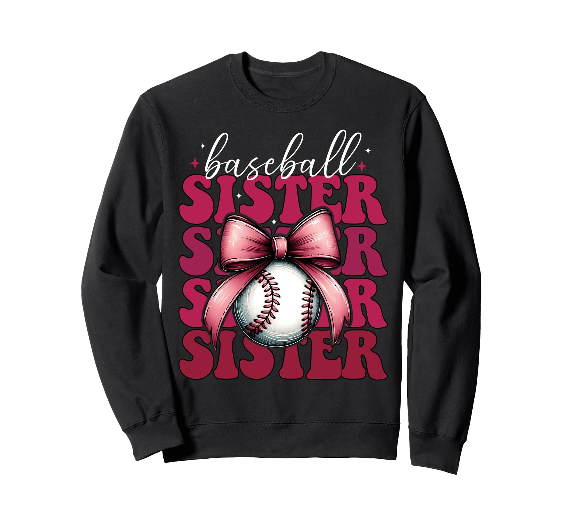 Baseball Sister Baseball Coquette Bow Sweatshirt - Graphic Print for Adults - T-Shirt, Sweatshirt, Hoodie