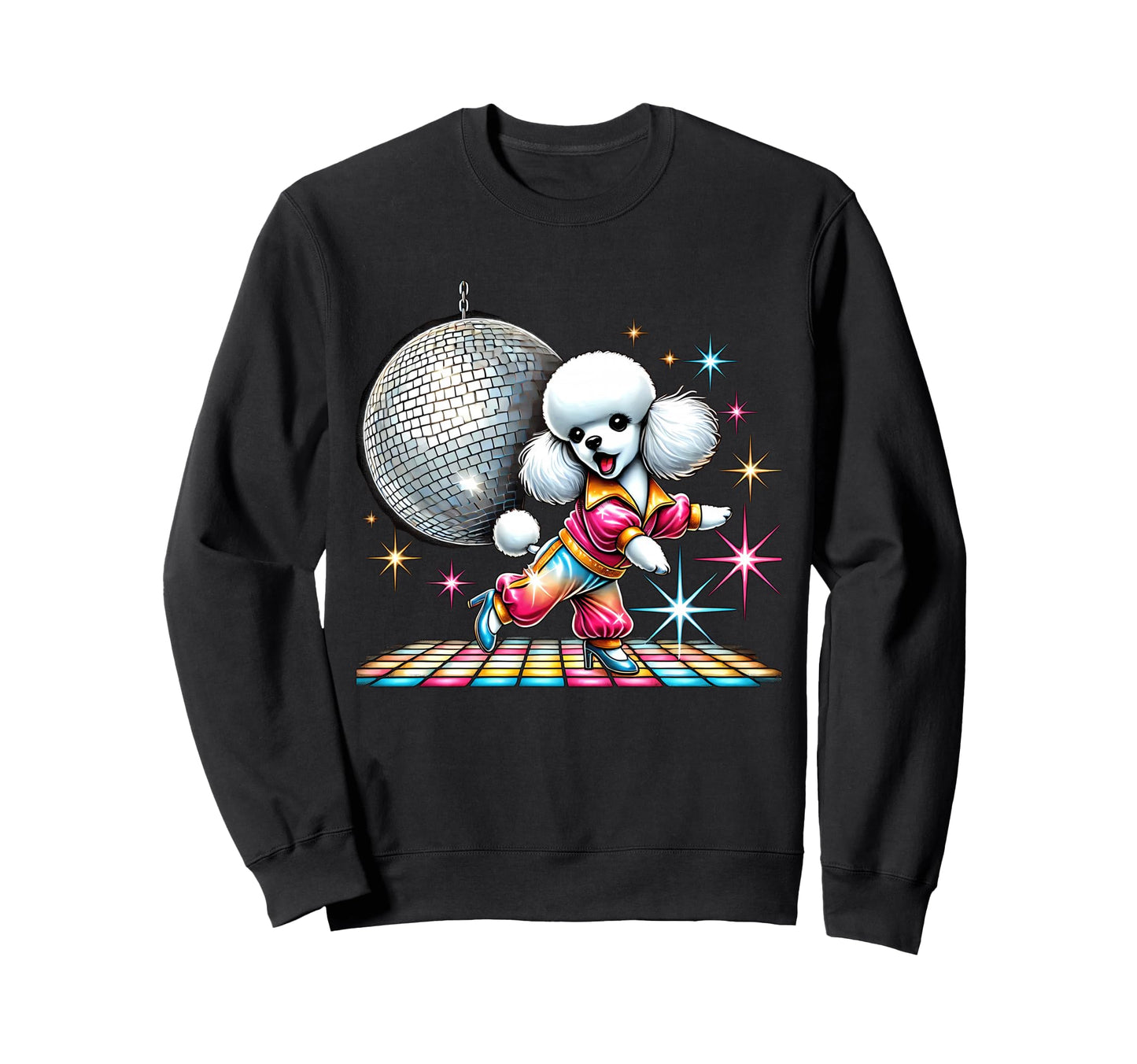 Aesthetic Toy Poodle Disco Sweatshirt - Unique Graphic for Adults - T-Shirt, Sweatshirt, Hoodie