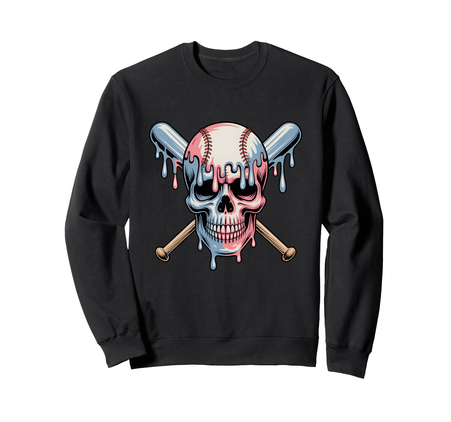 Baseball Skull Drip Baseball Drip Sweatshirt - Graphic Print Unisex - T-Shirt, Sweatshirt, Hoodie