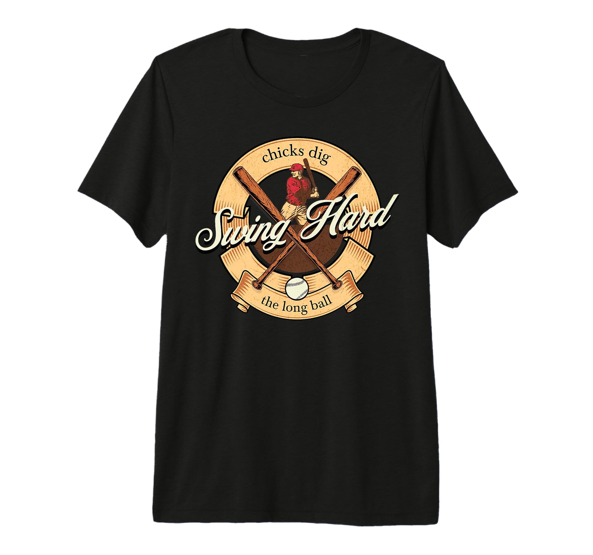 Swing Hard Chicks Dig Long Ball Funny T-Shirt - Custom Art Print Men Women - T-Shirt, Sweatshirt, Hoodie