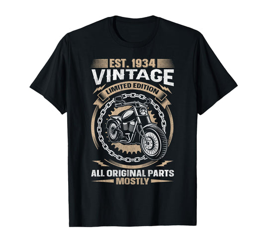 90Th Birthday Gift 90 Years Biker T-Shirt - Streetwear Style for Adults - T-Shirt, Sweatshirt, Hoodie