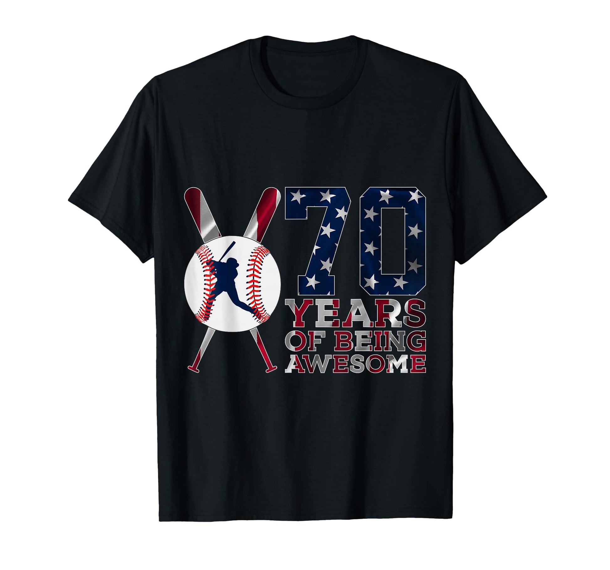 70 Years Being Awesome Baseball 70Th T-Shirt - Minimalist Print for Adults - T-Shirt, Sweatshirt, Hoodie