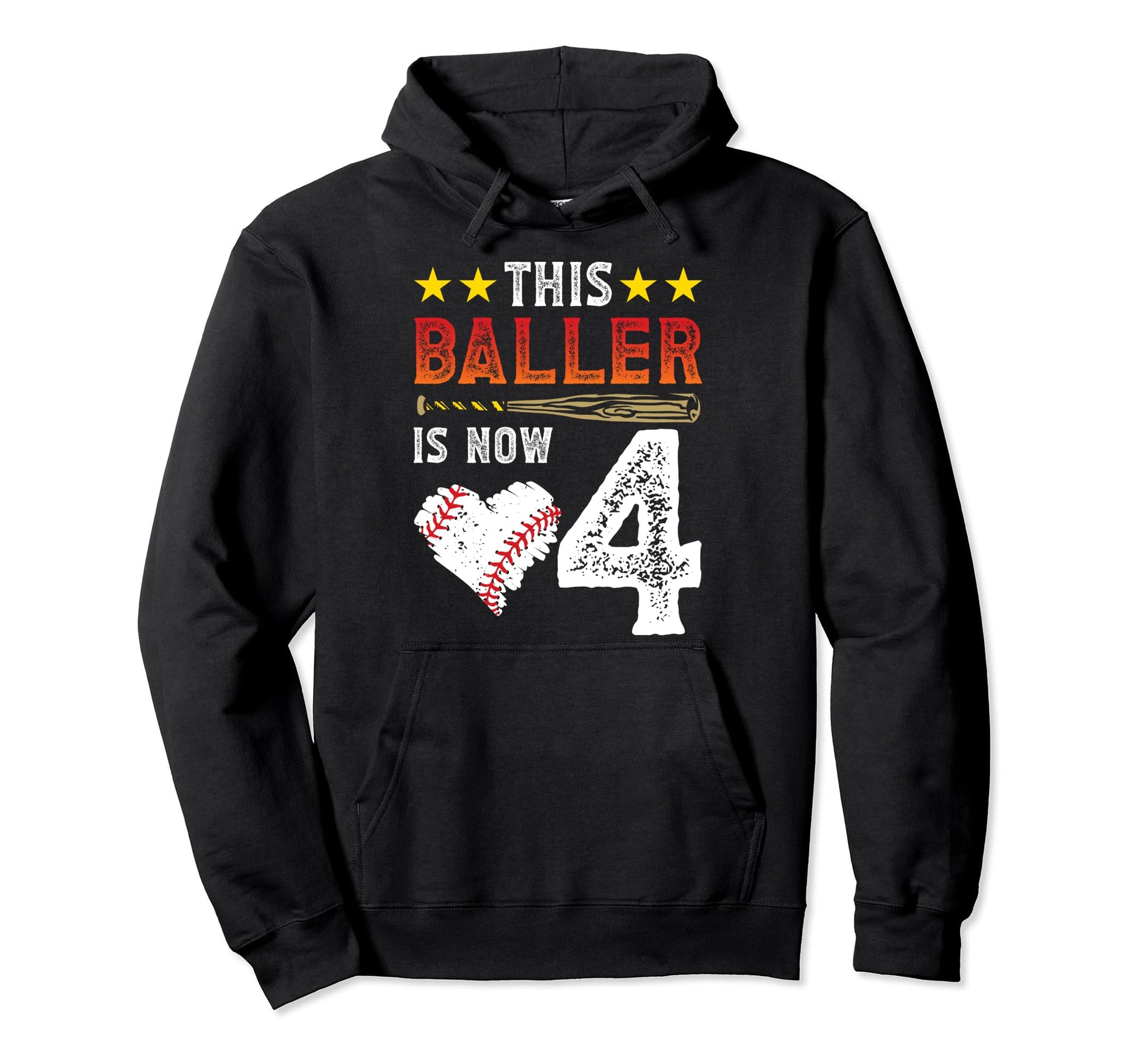 This Baller Is 4 Baseball Player 4Th Hoodie - Unique Graphic for Adults - T-Shirt, Sweatshirt, Hoodie