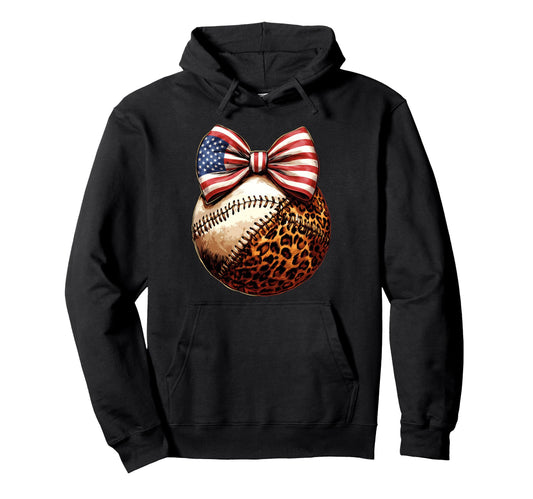 American Baseball Coquette Bow Hoodie - Trendy Graphic for Adults - T-Shirt, Sweatshirt, Hoodie