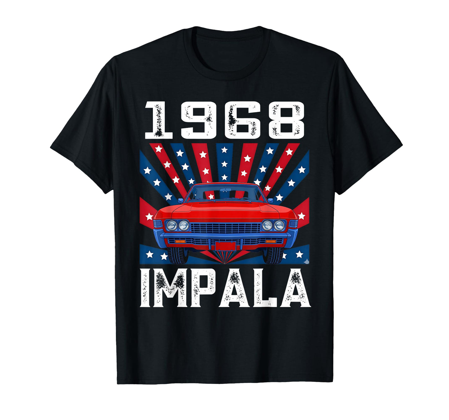 American Flag 1968 68 Impala Old School T-Shirt - Graphic Print for Adults - T-Shirt, Sweatshirt, Hoodie