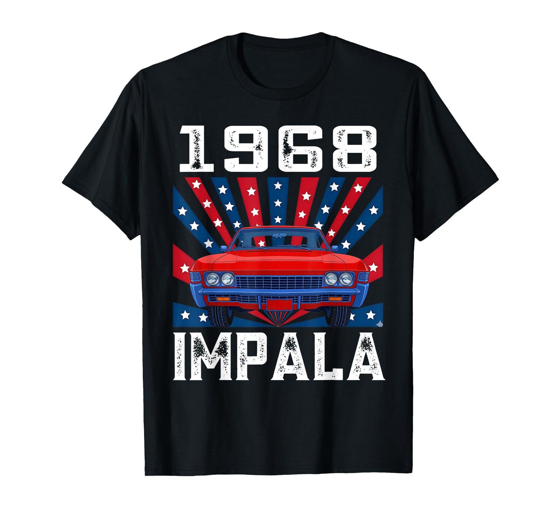 American Flag 1968 68 Impala Old School T-Shirt - Graphic Print for Adults - T-Shirt, Sweatshirt, Hoodie