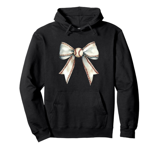 Baseball Coquette Bow Baseball Mom Hoodie - Graphic Print for Adults - T-Shirt, Sweatshirt, Hoodie