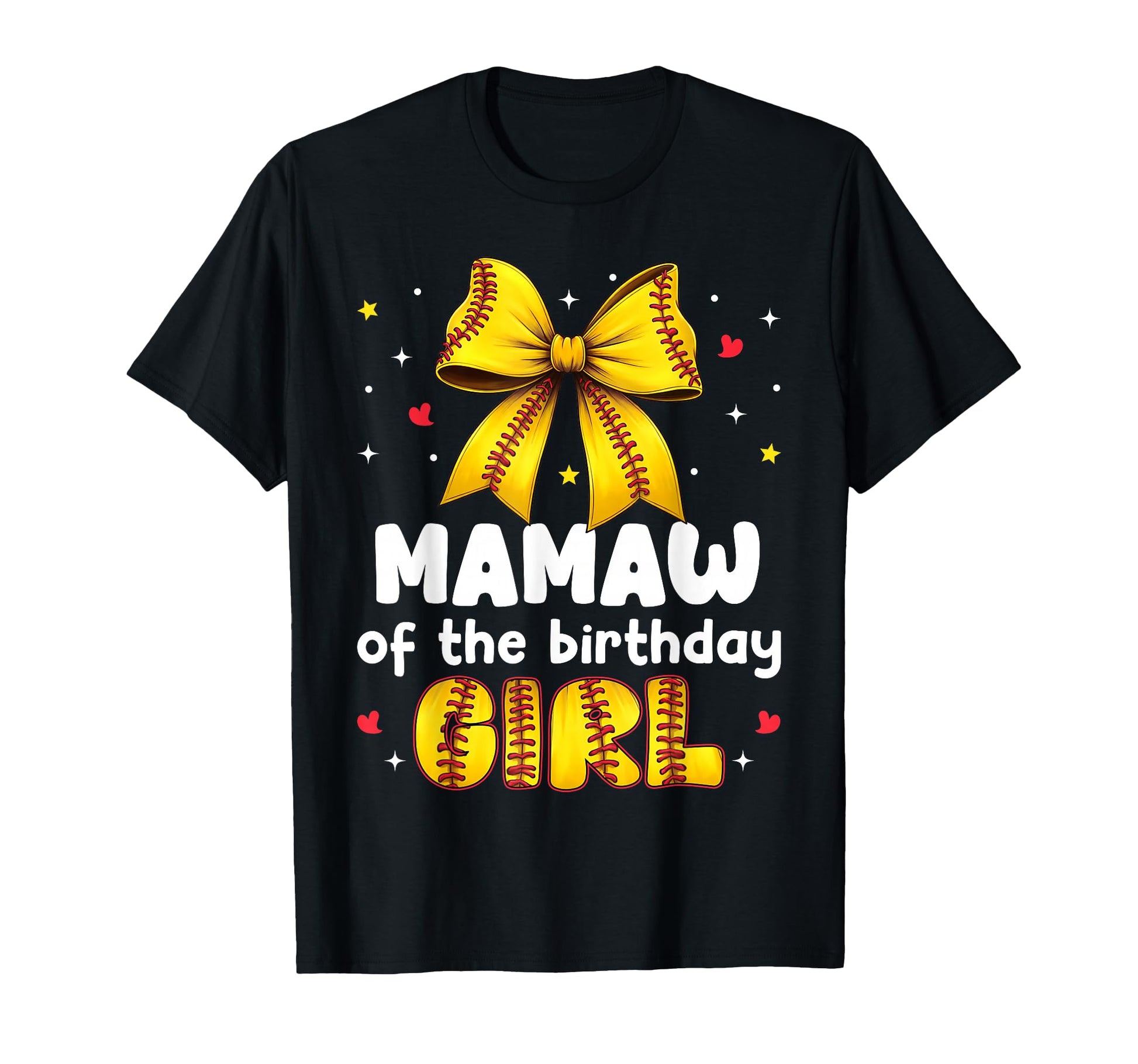 Mamaw Birthday Baseball Softball Bow T-Shirt - Graphic Print Men Women - T-Shirt, Sweatshirt, Hoodie