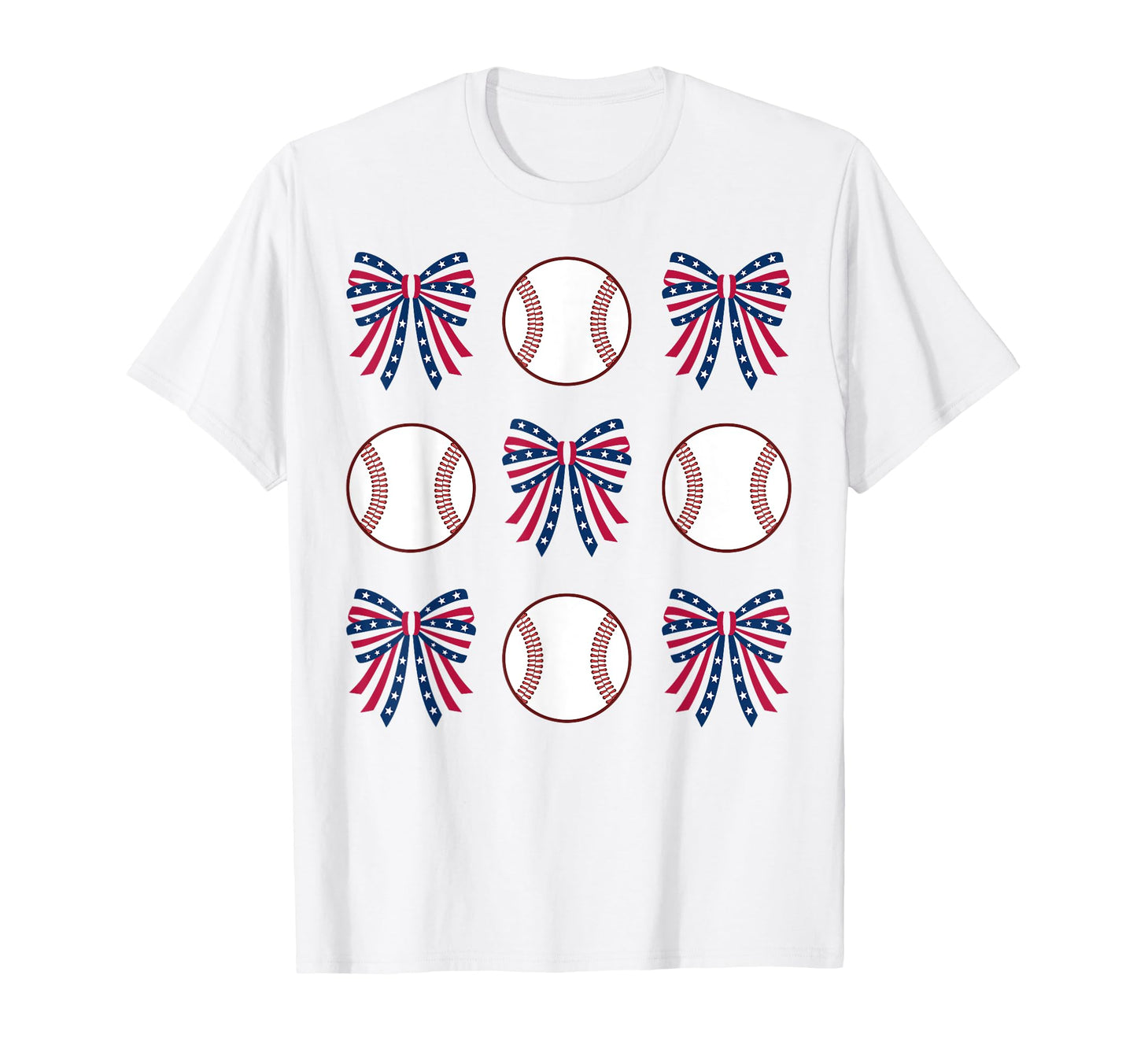 Baseball And Coquette Bows 4Th July T-Shirt - Unique Graphic Men Women - T-Shirt, Sweatshirt, Hoodie