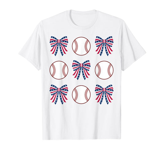 Baseball And Coquette Bows 4Th July T-Shirt - Unique Graphic Men Women - T-Shirt, Sweatshirt, Hoodie