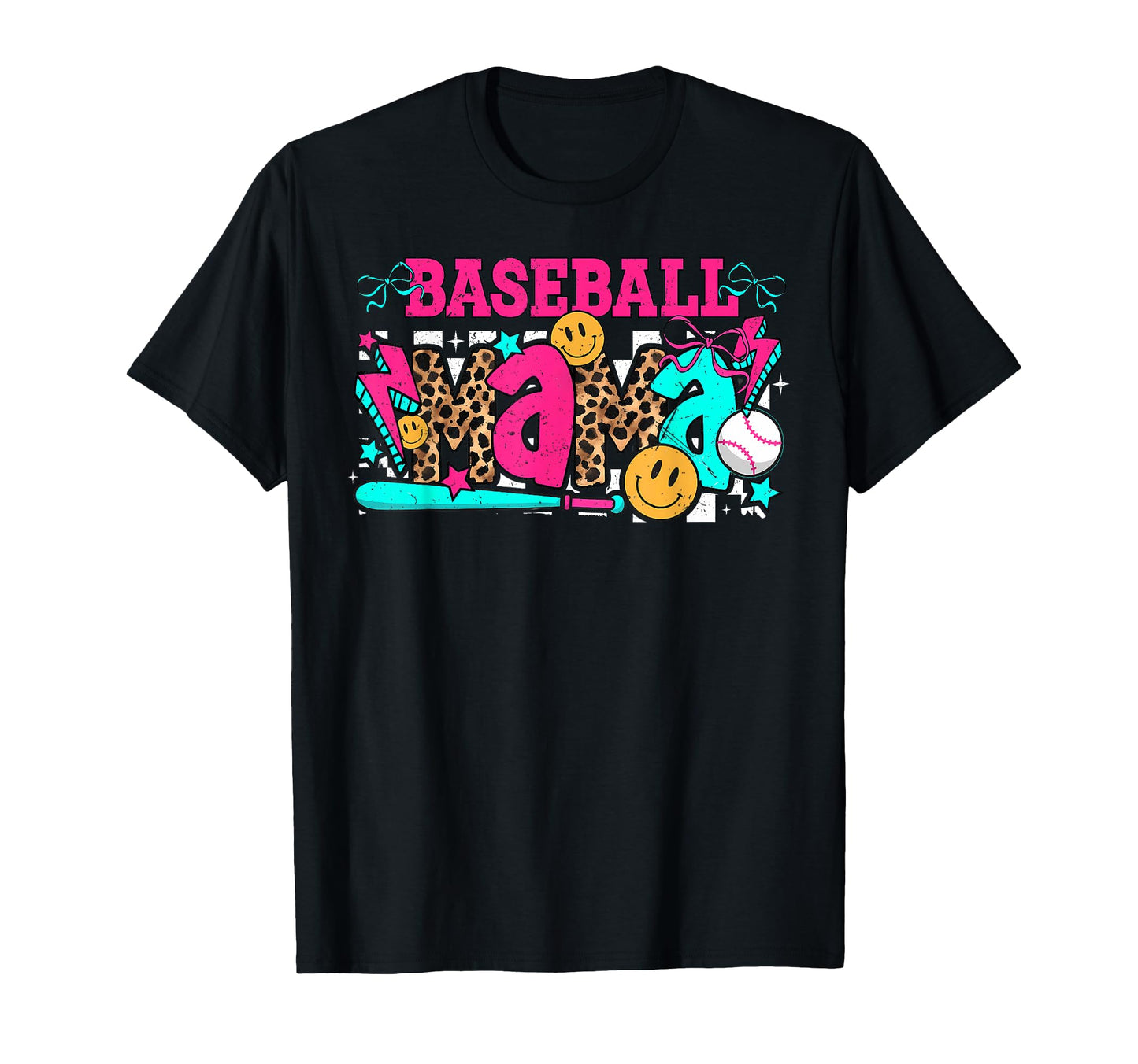 Baseball Mama Checkered Coquette Bow T-Shirt - Novelty Apparel Unisex - T-Shirt, Sweatshirt, Hoodie