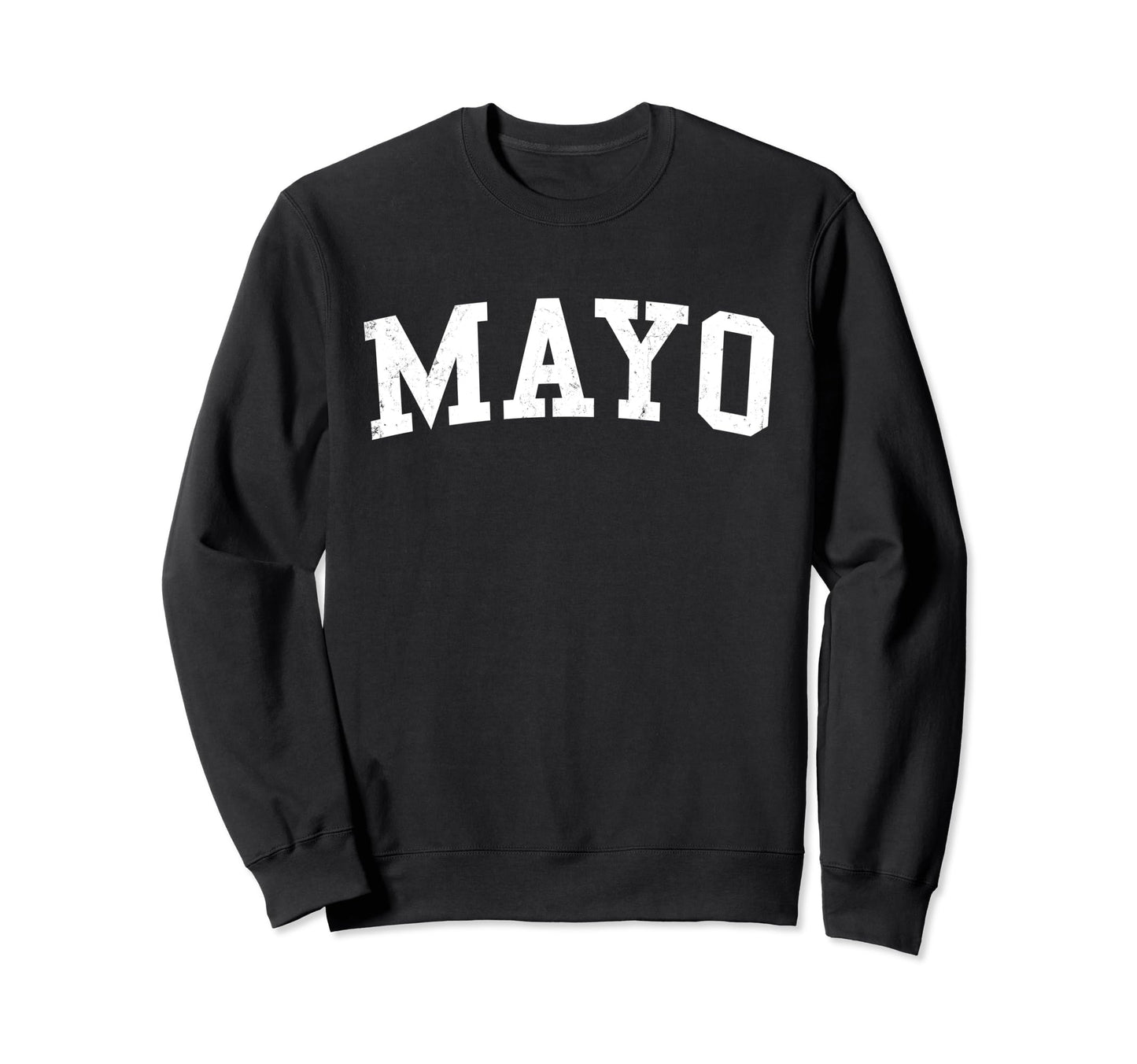 Mayo Md Distressed White Varsity Sweatshirt - Aesthetic Graphic Men Women - T-Shirt, Sweatshirt, Hoodie