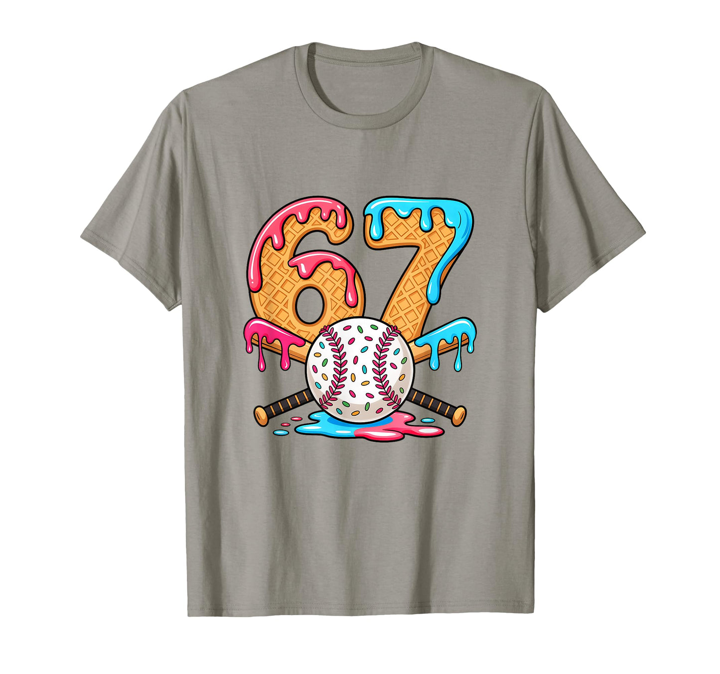 67 Ice Cream Drip Baseball Number 67 T-Shirt - Custom Art Print for Adults - T-Shirt, Sweatshirt, Hoodie
